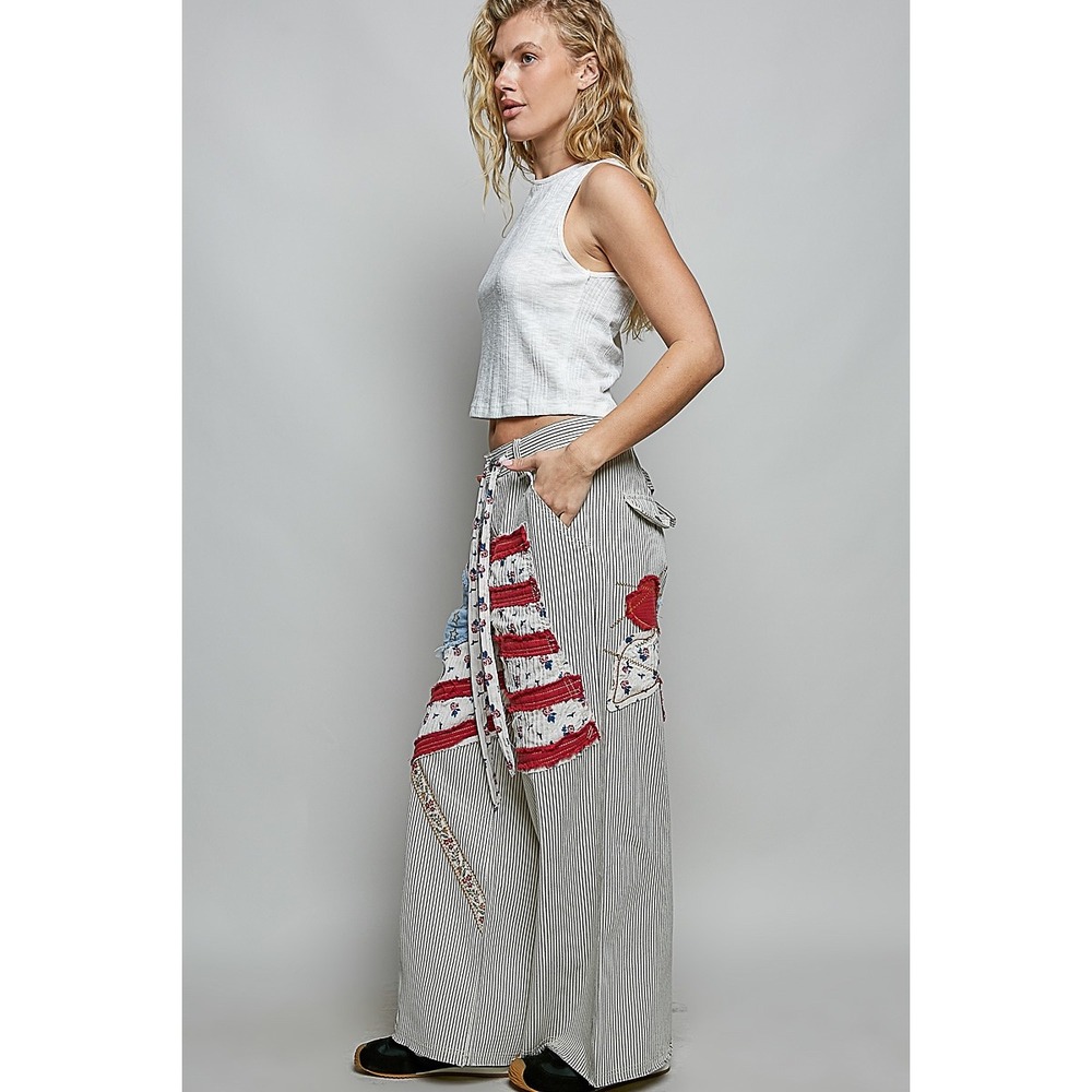 POL American Flag Patchwork Wide Leg Striped Boho… - image 6